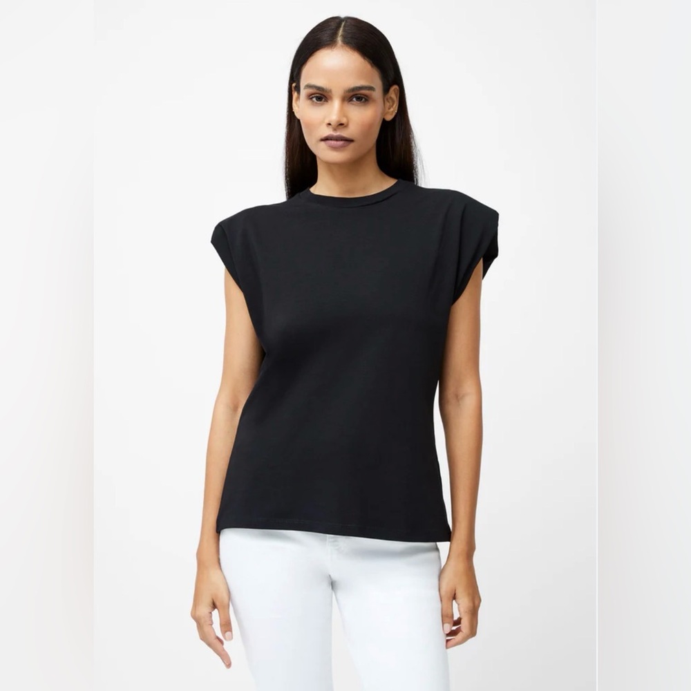 New French Connection Elegant Black Women's shoulder pad tank Top